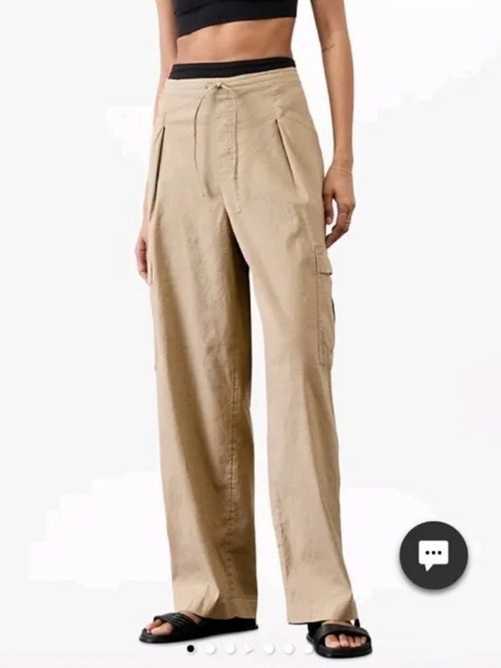 NWT Athleta Paradise Straight Leg Cargo Pants with Patch Pockets Tan Size Small